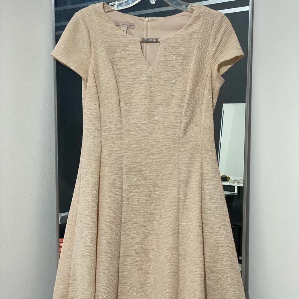 Established 1962 beige glitter dress
